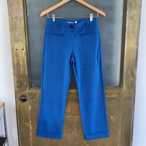 Betabrand Dress Pant Yoga Pants Blue Geometric Work Pants Size S